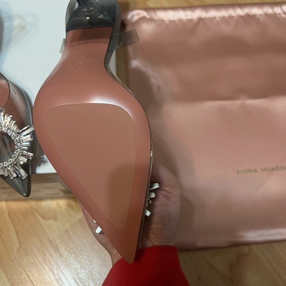 Brand New Amina Muaddi Sling Back Grey - Picture 2 of 3